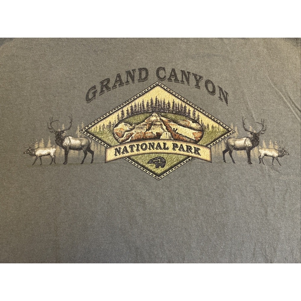 Grand Canyon National Park T-Shirt Elk Green Large 100% Cotton L